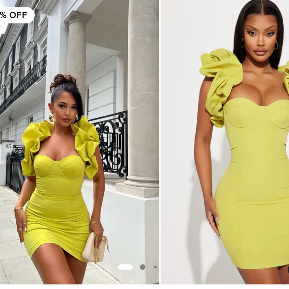 Fashion Nova Lime Ruffle Mini Dress